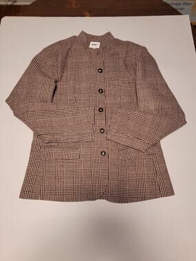 Manly Men's Retro Casual Tweed Plaid Stand Collar Jacket Large